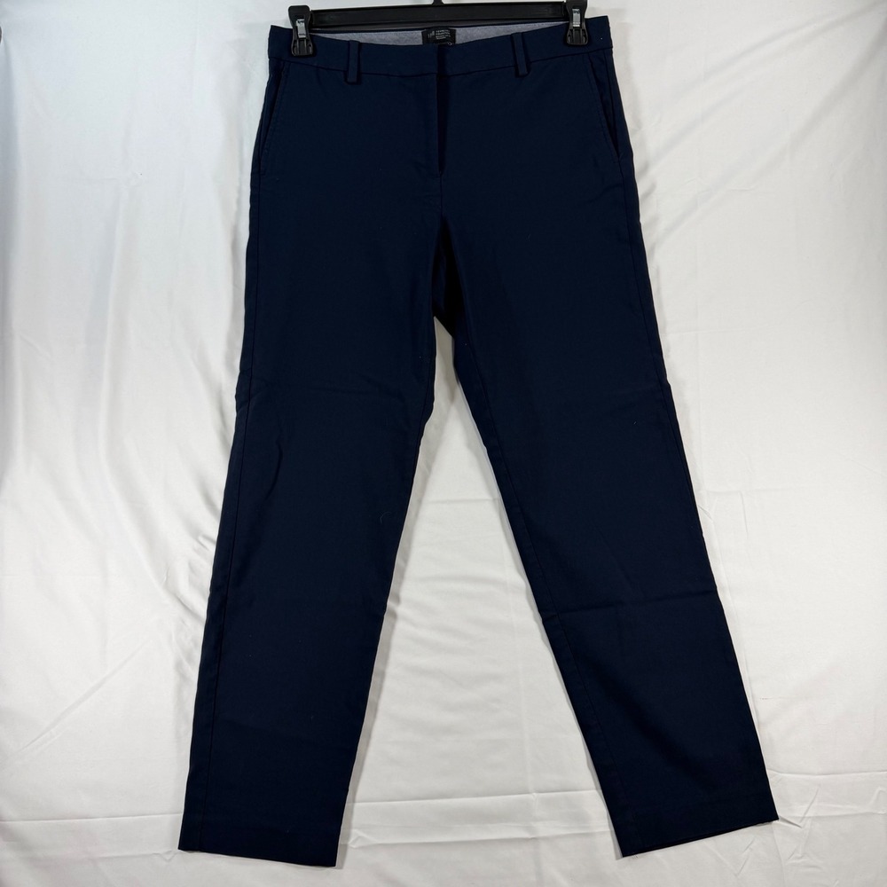 J. Jill Wearever Collection Refined Woven Trousers Navy Blue Straight Leg Size 8 - Picture 2 of 9